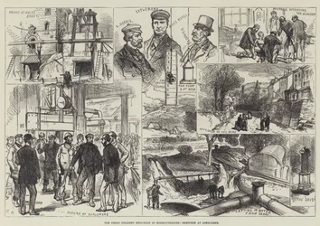 La grande explosion de la mine à Monmouthshire, croquis à Abercarne